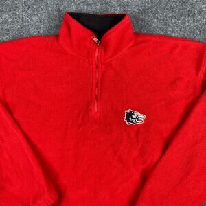 Pro Edge Fleece Pullover Mens Size L Red Quarter Zip Warm Embroidered Logo